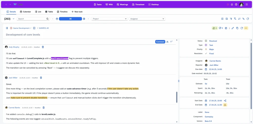 Built-in communication and feedback tools for commenting on agendas, asking questions, and reacting with likes or dislikes to improve team alignment and decision-making.