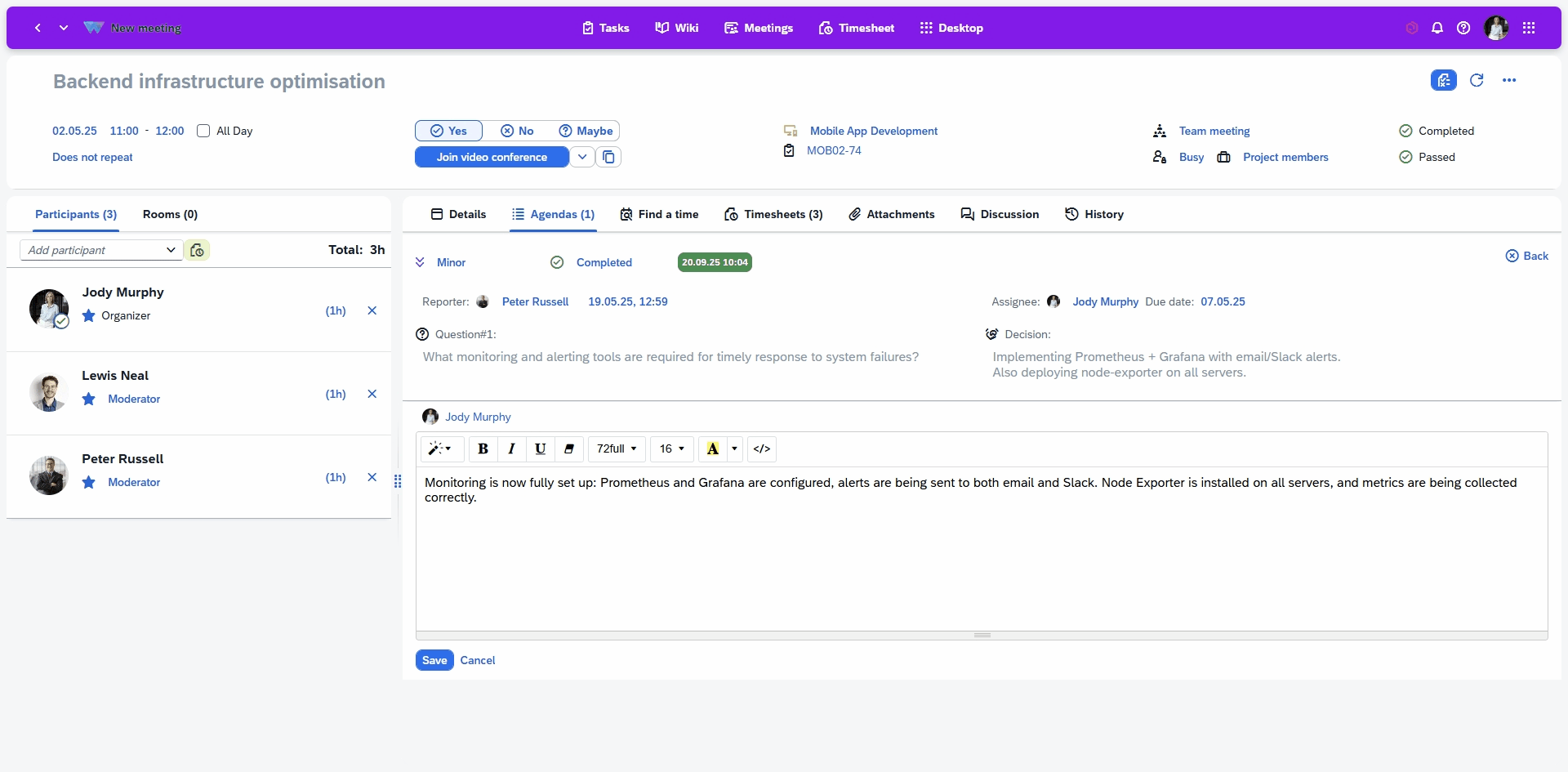 Communication-3 Built-in communication and feedback tools for commenting on agendas, asking questions, and reacting with likes or dislikes to improve team alignment and decision-making.