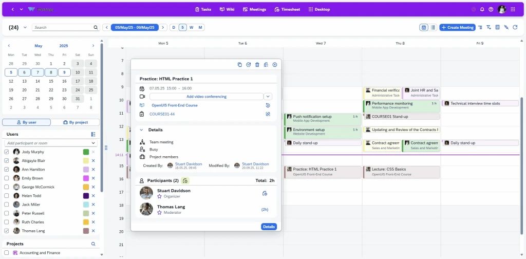Meeting management with agendas, structured discussions, decision tracking, meeting notes and action items for productive collaboration with teams, clients and partners.