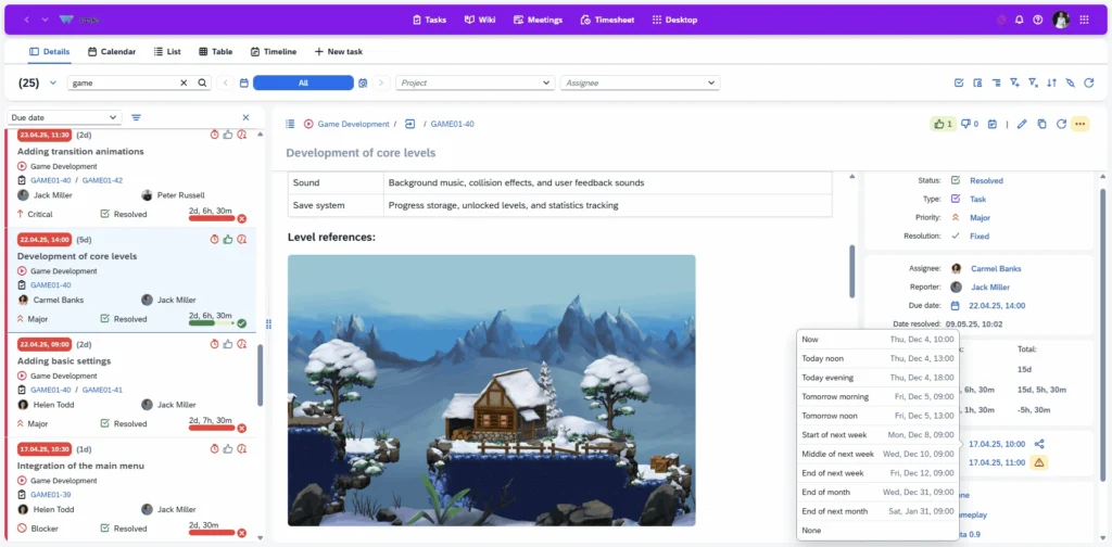 Project management platform for planning, task management, deadline tracking, resource allocation, budget control and successful project delivery from start to finish.