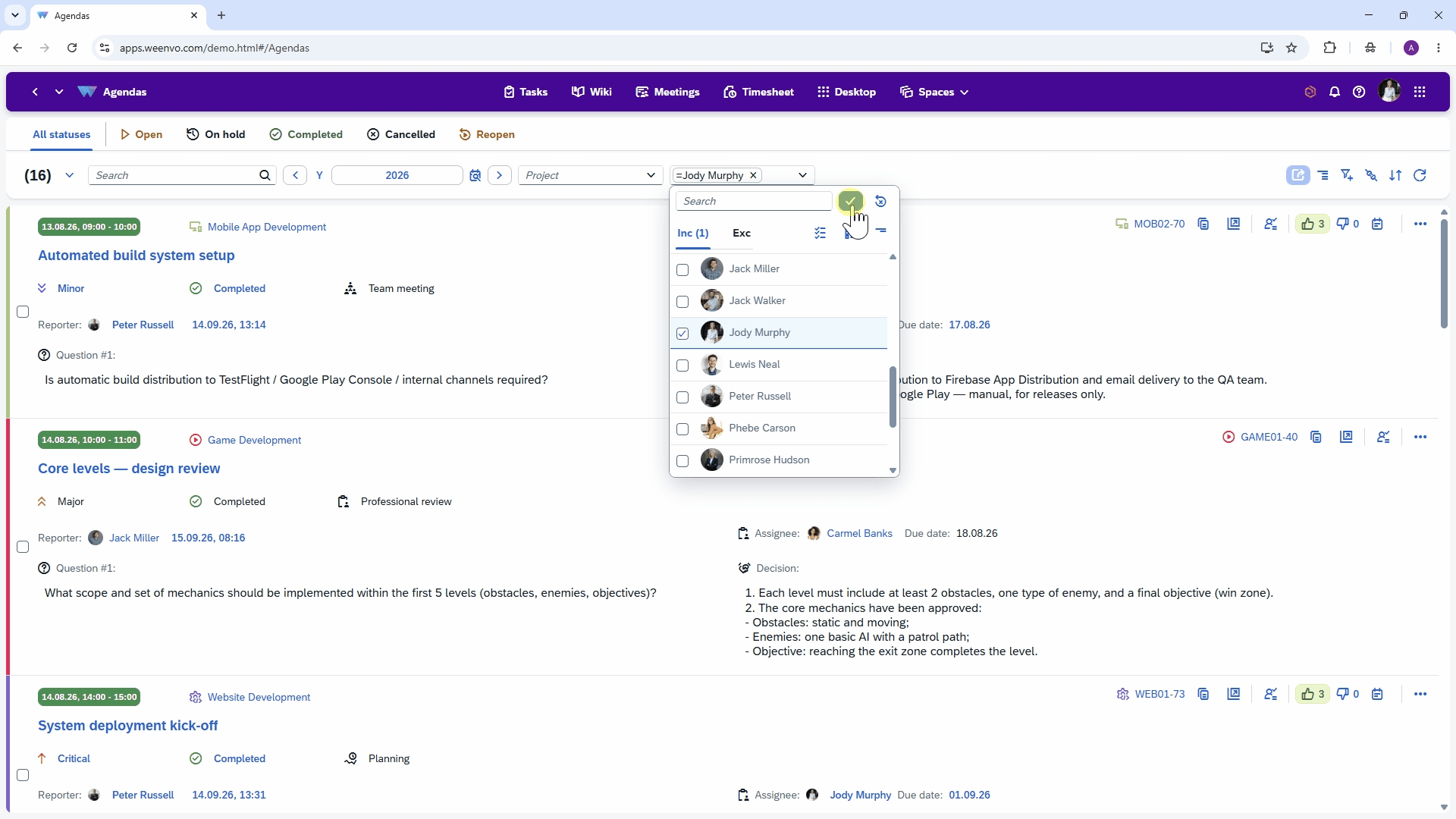 agendas Managing agendas and meeting minutes in Weenvo